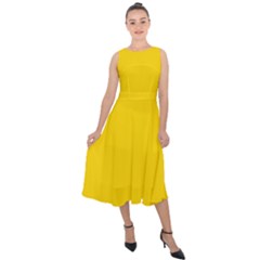 Rubber Duck Yellow	 - 	midi Tie-back Chiffon Dress by ColorfulDresses