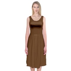 Caramel Brown	 - 	midi Sleeveless Dress by ColorfulDresses