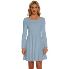 Cashmere Blue	 - 	long Sleeve Wide Neck Velvet Dress by ColorfulDresses