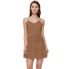 Brass Knuckles Brown	 - 	short Frill Dress by ColorfulDresses