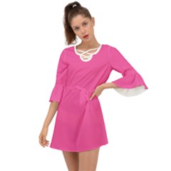 Bubble Gum Pink	 - 	criss Cross Mini Dress by ColorfulDresses