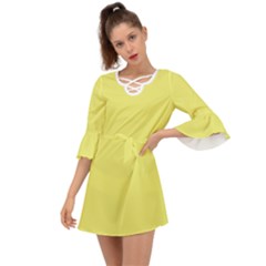 Light Lime Yellow	 - 	criss Cross Mini Dress by ColorfulDresses