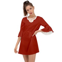 Lipstick Red	 - 	criss Cross Mini Dress by ColorfulDresses