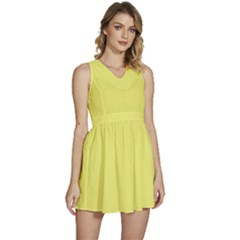 Light Lime Yellow	 - 	sleeveless High Waist Mini Dress