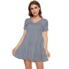 Roman Silver Grey	 - 	tiered Short Sleeve Babydoll Dress by ColorfulDresses