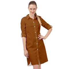 Rust Orange	 - 	long Sleeve Mini Shirt Dress by ColorfulDresses