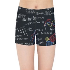 Black Background With Text Overlay Mathematics Formula Board Kids  Sports Shorts by Jancukart