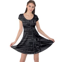 Black Background With Text Overlay Mathematics Trigonometry Cap Sleeve Dress by Jancukart