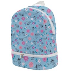 Pink And Blue Floral Wallpaper Zip Bottom Backpack by Jancukart