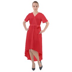 Rose Madder Red	 - 	front Wrap High Low Dress by ColorfulDresses