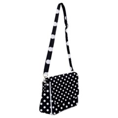 Black And White Polka Dots Shoulder Bag With Back Zipper by GardenOfOphir