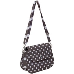 Brown And White Polka Dots Saddle Handbag by GardenOfOphir