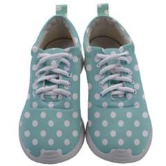 Blue And White Polka Dots Mens Athletic Shoes by GardenOfOphir
