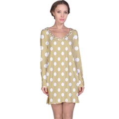 Mint Polka And White Polka Dots Long Sleeve Nightdress by GardenOfOphir