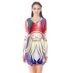 Sacred Mushroom Long Sleeve V-neck Flare Dress by GardenOfOphir