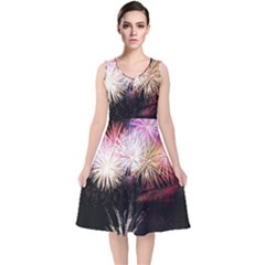 Firework V-neck Midi Sleeveless Dress  by artworkshop