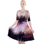 Firework Quarter Sleeve A-Line Dress