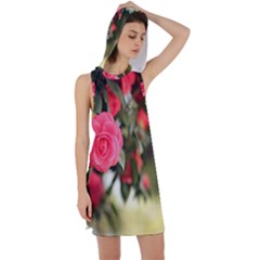 Flower Racer Back Hoodie Dress by artworkshop