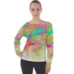 Abstract-14 Off Shoulder Long Sleeve Velour Top