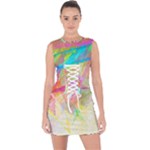 Abstract-14 Lace Up Front Bodycon Dress