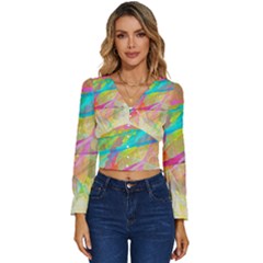 Abstract-14 Long Sleeve V-neck Top by nateshop