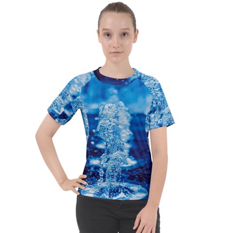 Water Blue Wallpaper Women s Sport Raglan Tee by artworkshop