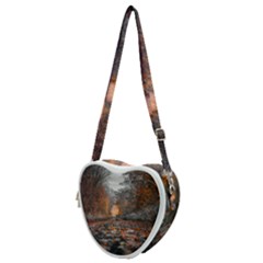 Breathe In Nature Background Heart Shoulder Bag by artworkshop