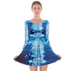 Water Blue Wallpaper Long Sleeve Skater Dress by artworkshop