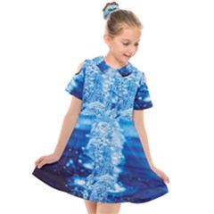 Water Blue Wallpaper Kids  Short Sleeve Shirt Dress by artworkshop