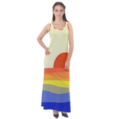 Sunset Nature Sea Ocean Sleeveless Velour Maxi Dress