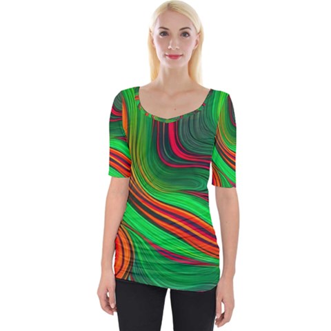 Background Green Red Wide Neckline Tee by Ravend