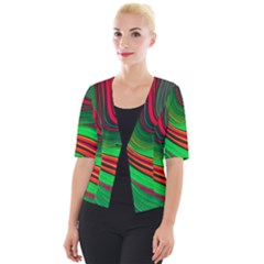 Background Green Red Cropped Button Cardigan by Ravend