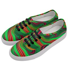 Background Green Red Women s Classic Low Top Sneakers