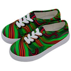 Background Green Red Kids  Classic Low Top Sneakers