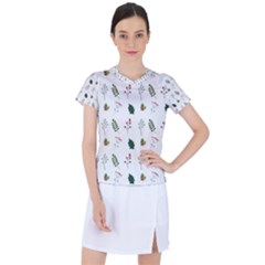 Leaves Mistletoe Plants Winter Women s Sports Top