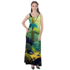 Jungle Rainforest Tropical Forest Sleeveless Velour Maxi Dress