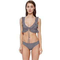 Fossil Grey	 - 	low Cut Ruffle Edge Bikini Set by ColorfulSwimWear