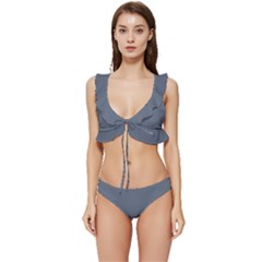 Jet Grey	 - 	low Cut Ruffle Edge Bikini Set by ColorfulSwimWear