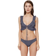 Porpoise Grey	 - 	low Cut Ruffle Edge Bikini Set by ColorfulSwimWear