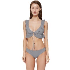 Spanish Grey	 - 	low Cut Ruffle Edge Bikini Set by ColorfulSwimWear