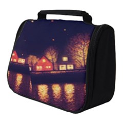 Night Houses River Bokeh Leaves Full Print Travel Pouch (small) by Ravend