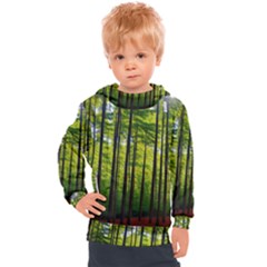 Green Forest Jungle Trees Nature Sunny Kids  Hooded Pullover by Ravend