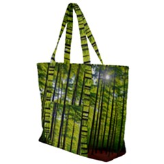 Green Forest Jungle Trees Nature Sunny Zip Up Canvas Bag by Ravend