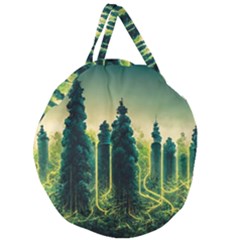Ai Generated Soil Forest Crisis Nature Giant Round Zipper Tote by Ravend