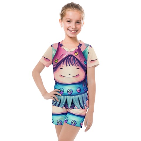 Shroom Magic Conjure Charm Kids  Mesh Tee And Shorts Set by GardenOfOphir