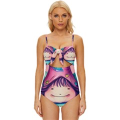 Shroom Magic Conjure Charm Knot Front One-piece Swimsuit by GardenOfOphir