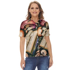 Conjure Mushroom Charm Spell Mojo Women s Short Sleeve Double Pocket Shirt