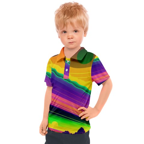 Jupiter Clouds Dan Mumford Stars Yellow Planets Kids  Polo Tee by Ravend