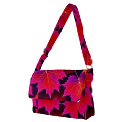 Leaves Purple Autumn Evening Sun Abstract Full Print Messenger Bag (m) by Ravend