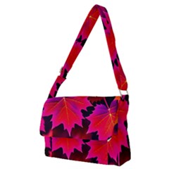 Leaves Purple Autumn Evening Sun Abstract Full Print Messenger Bag (m)